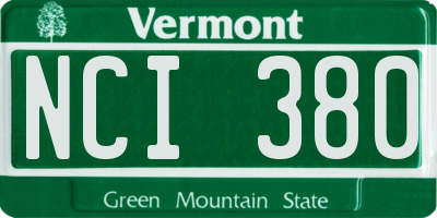 VT license plate NCI380