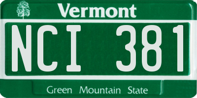 VT license plate NCI381