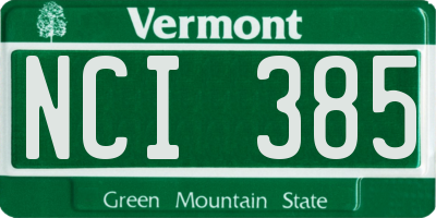 VT license plate NCI385