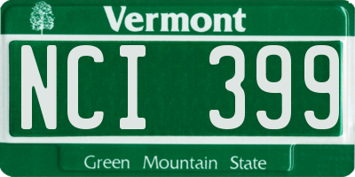 VT license plate NCI399