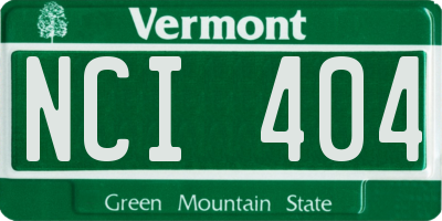 VT license plate NCI404