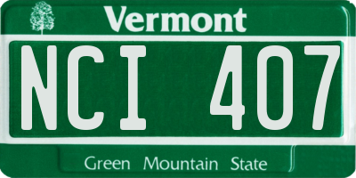 VT license plate NCI407