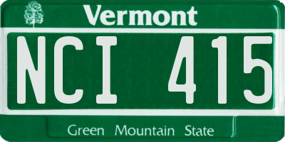 VT license plate NCI415