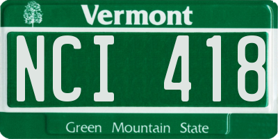 VT license plate NCI418