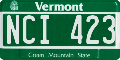 VT license plate NCI423