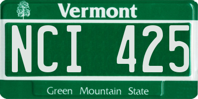 VT license plate NCI425