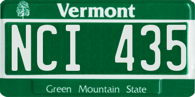 VT license plate NCI435