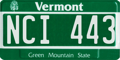 VT license plate NCI443