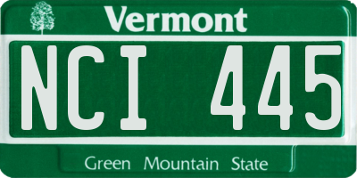 VT license plate NCI445