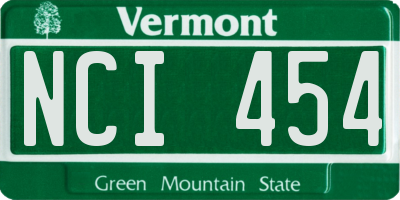 VT license plate NCI454