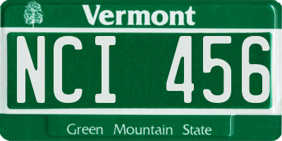 VT license plate NCI456