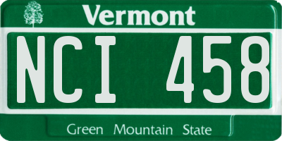 VT license plate NCI458