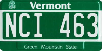 VT license plate NCI463