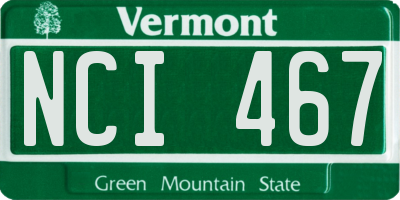 VT license plate NCI467