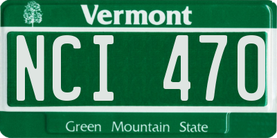 VT license plate NCI470