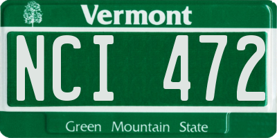 VT license plate NCI472