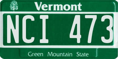 VT license plate NCI473