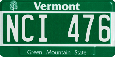 VT license plate NCI476