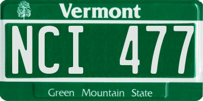 VT license plate NCI477
