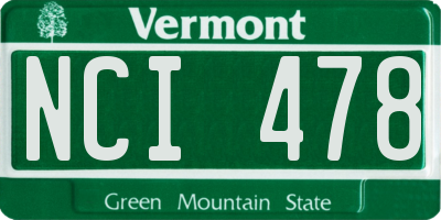 VT license plate NCI478