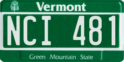 VT license plate NCI481