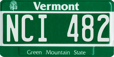 VT license plate NCI482