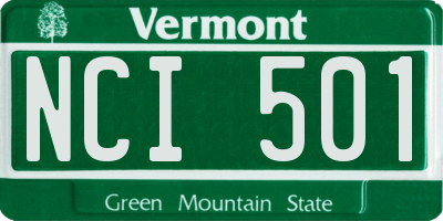 VT license plate NCI501
