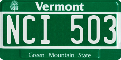 VT license plate NCI503