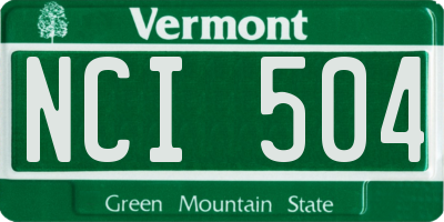VT license plate NCI504
