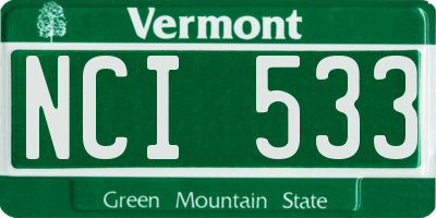 VT license plate NCI533