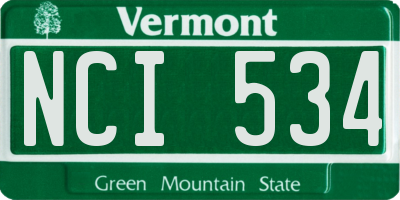 VT license plate NCI534