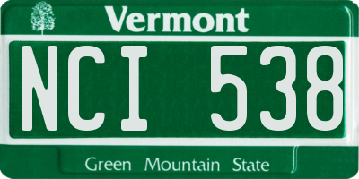 VT license plate NCI538