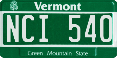 VT license plate NCI540