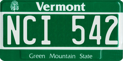 VT license plate NCI542