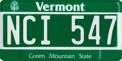 VT license plate NCI547