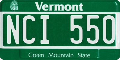 VT license plate NCI550