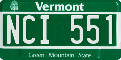 VT license plate NCI551