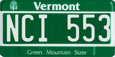 VT license plate NCI553