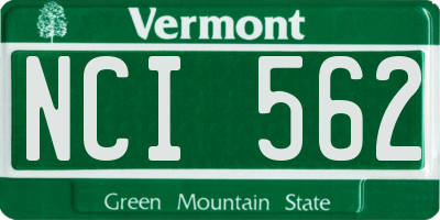 VT license plate NCI562