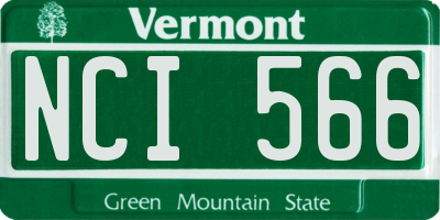 VT license plate NCI566