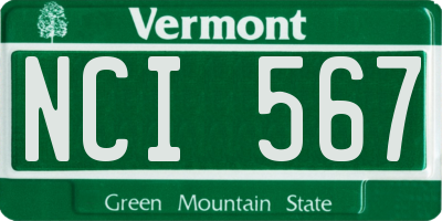 VT license plate NCI567