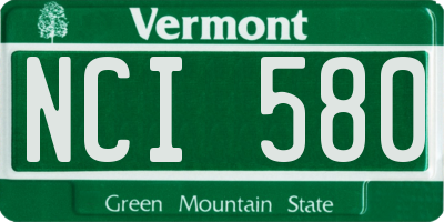 VT license plate NCI580
