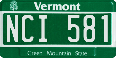 VT license plate NCI581
