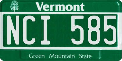 VT license plate NCI585