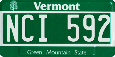 VT license plate NCI592