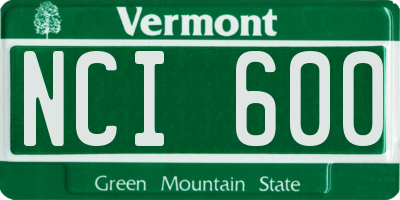 VT license plate NCI600