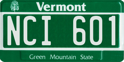 VT license plate NCI601