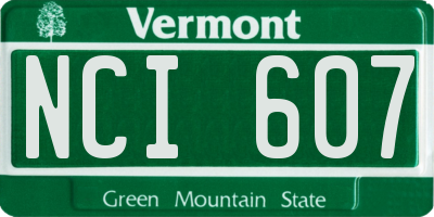 VT license plate NCI607