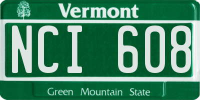 VT license plate NCI608