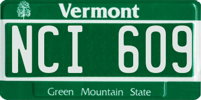 VT license plate NCI609